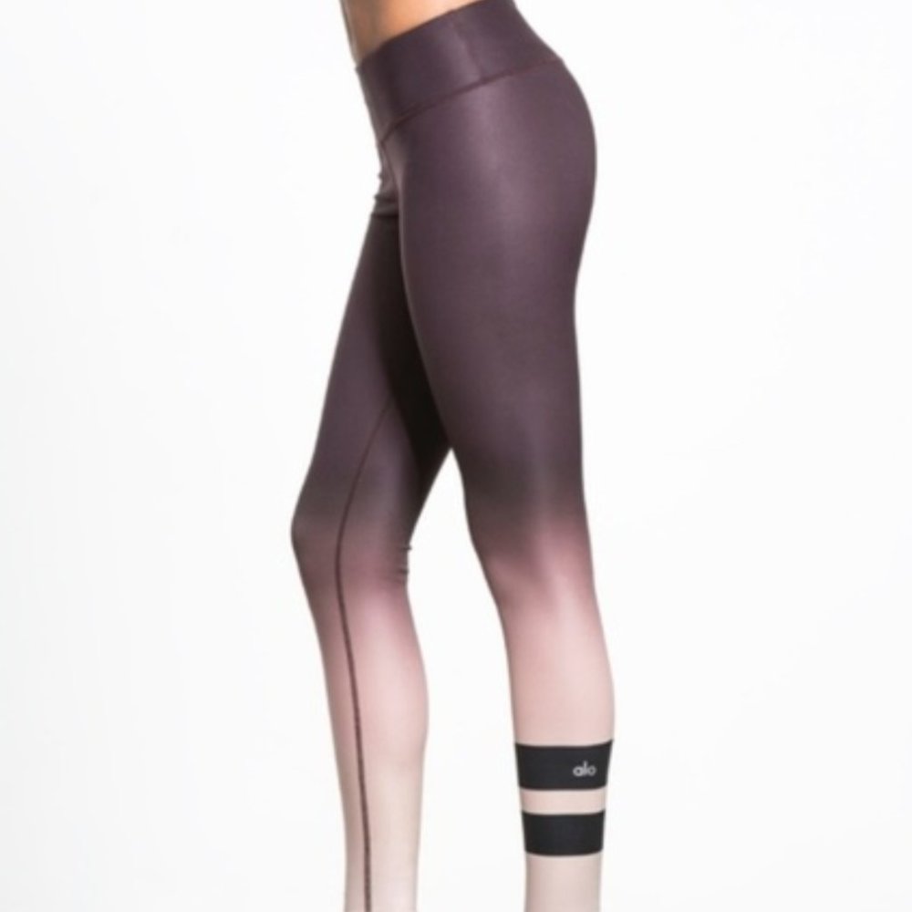Alo Brown Ombré Airbrush Stripe Leggings Gradient High Rise